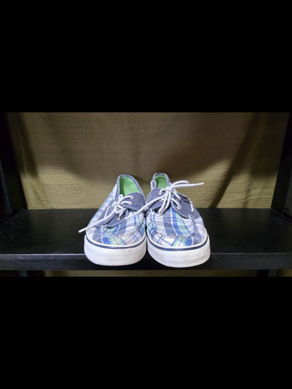 Sperry Blue and Green Plaid Lace-Up Sneakers